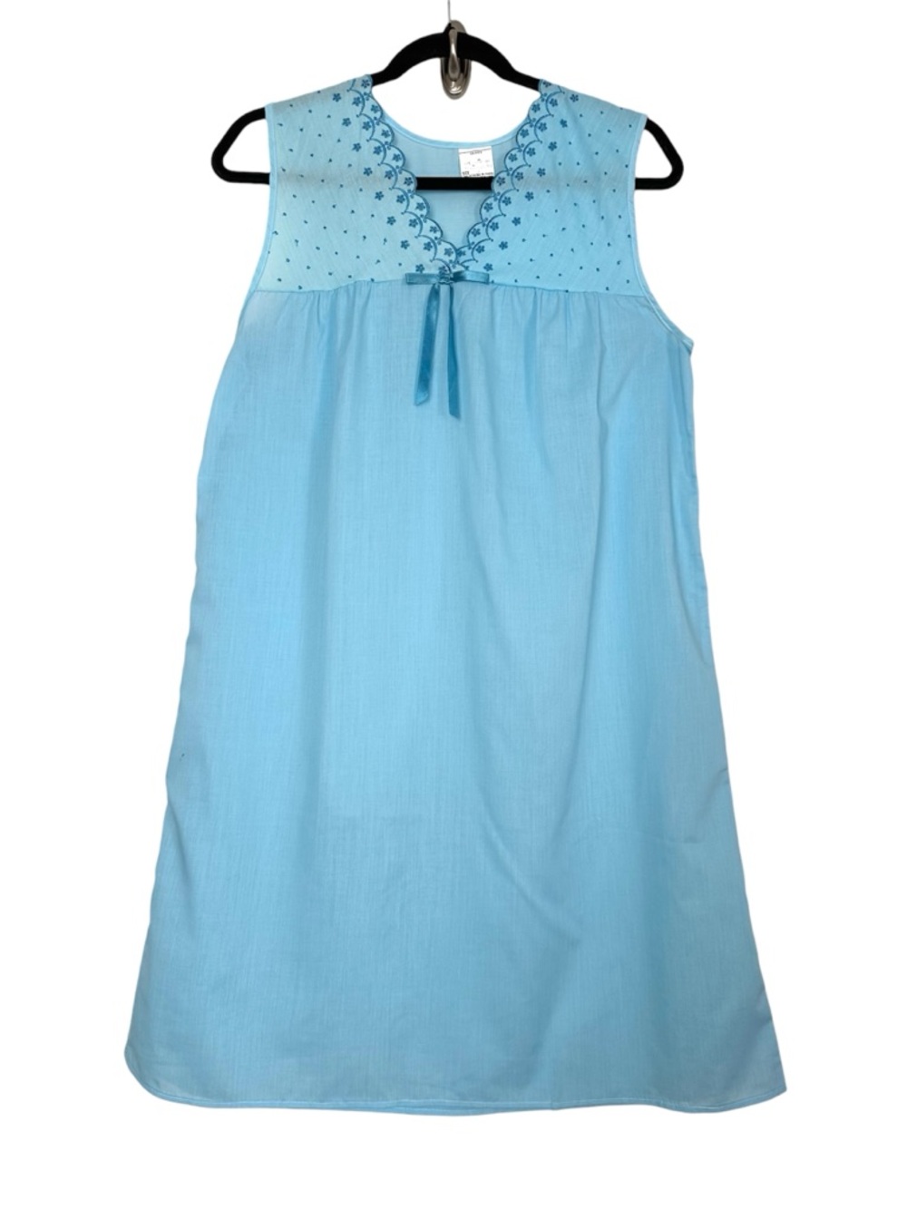 Vintage Scalloped Embroidered Nightgown Floral Bow Coquette Dainty Polka Dot